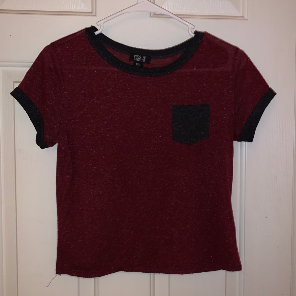 Red Tee with Black Lining & Pocket
